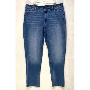 J Jill Jeans Boyfriend Straight Leg Ankle Mid Rise Blue Denim Size 22